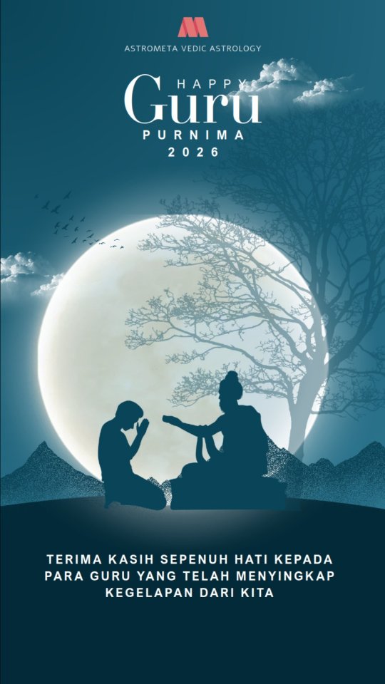 Jakarta, 29 Juli 2026, 21:21 WIB. Di saat inilah akan terjadi Guru Purnima 2026 di Indonesia. Bulan purnama akan mencapai puncaknya dan saat yang sama, Jupiter - sang guru, telah lenyap. Combust atau terbakar oleh Surya sang raja, di Cancer 12°.

Shani akan duduk sebagai penguasa di lagna, R1 – lagna Pisces, sang karma karaka yang sedang retro akan memegang kendali untuk memberi struktur ulang pada semua hal yang telah terjadi beberapa periode ke belakang. Duduk di rasi dan nakshatra terakhir dalam siklusnysa yaitu Revati. 

---
Surya sang raja, duduk di rumahnya sendiri di R5, rumah kebijaksanaan, mantra, murid. Dalam naungan Cancer milik Chandra, pendukung setianya. Sang Guru sedang duduk, diam di eksaltasi rasinya tapi tidak terlihat di langit, terlibas total oleh sinar Surya di 12°.

Sang pengajar lenyap ke dalam cahaya jiwa. Persona-nya lebur. 

Tapi ajaran tidak berhenti - ajaran kini tidak datang dari seorang pribadi, melainkan dari tradisi itu sendiri. Guru kini adalah bagian dari cahaya Surya

Keduanya berdiri di Puṣya nakshatra ; dengan Shani sebagai owner dan Brihaspati sebagai Adidevata-nya. Sang guru terbakar di kuilnya sendiri, di tanah yang dikuasai Saturn. Sebuah kebetulan yang sangat membingungkan. Sang karma sedang berkuasa.

---
Guru purnima selalu terjadi pada bulan purnama, dimana Surya selalu erada oposisi dari Chandra. Sang Atman merefleksikan cahaya dirinya secara sempurna melalui pikiran dan perasaan sebagai karaka Chandra. Shakti melebur dalam Shiva.

Inilah transmisi sejati. Guru yang terbakar membisu dalam cahaya atma karaka bertemu murid yang mendengar. 

---
Pada malam Guru Purnima 2026 di atas Jakarta, guru tidak hadir sebagai pribadi. Ia hadir sebagai cahaya tanpa suara, diterima oleh bulan purnama di bintang pendengaran, disimpan oleh garis keilmuan di tubuh setiap manusia Indonesia.

Guru secara fisik memang tidak sempurna, tapi galilah layer lebih mendalam di belakangnya.

Hari ini di hari perayaannya. Guru telah menjadi gelap, combust, terbakar. Tidak apa-apa.  Proses cahaya terbakarnya menyatu dengan garis perguruan itu sendiri, diantar oleh karma. 

Selamat hari Guru, Guru purnima 2026 - Vande guru parampara.